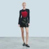 FROM FUTURE Vestito Corto Maniche lunghe in Cashmere spazzolato Nero New