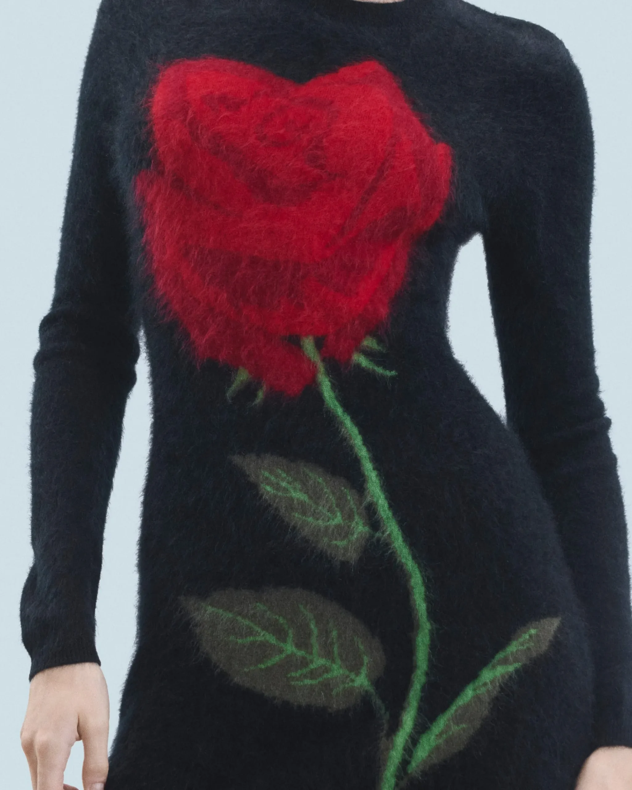 FROM FUTURE Vestito Corto Maniche lunghe in Cashmere spazzolato Nero New