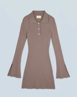 FROM FUTURE Vestito Corto Maniche lunghe Taupe Discount