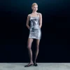 FROM FUTURE Vestito Corto Spallina Lustrini Argento Store