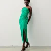 FROM FUTURE Vestito Lungo Asimmetrico Adele Jacquardverde Best Sale