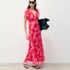 FROM FUTURE Vestito Lungo Maniche corte Julia SummerRosesRed Outlet