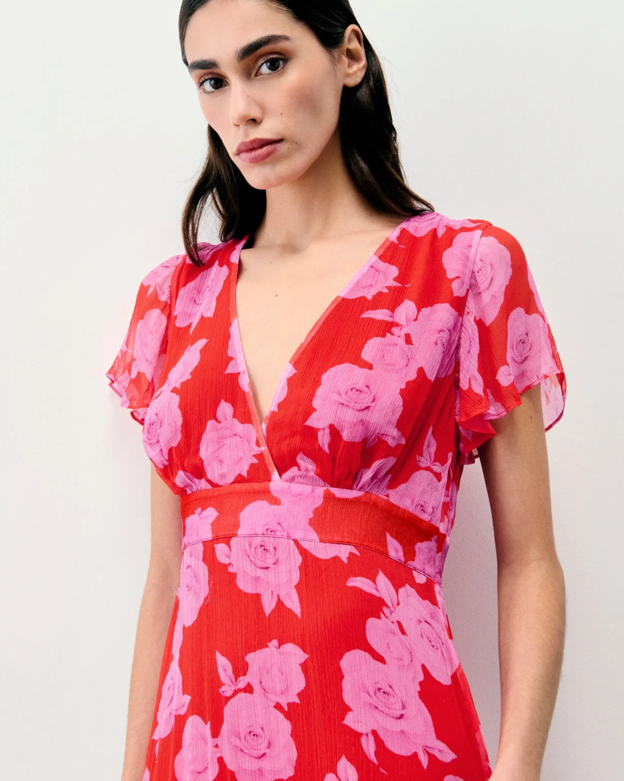 FROM FUTURE Vestito Lungo Maniche corte Julia SummerRosesRed Outlet