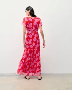 FROM FUTURE Vestito Lungo Maniche corte Julia SummerRosesRed Outlet