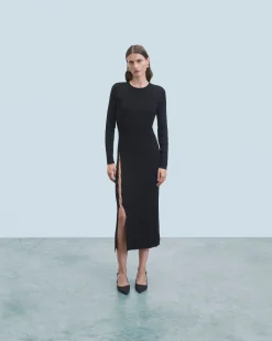FROM FUTURE Vestito Lungo Maniche lunghe Nero Flash Sale