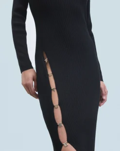 FROM FUTURE Vestito Lungo Maniche lunghe Nero Flash Sale