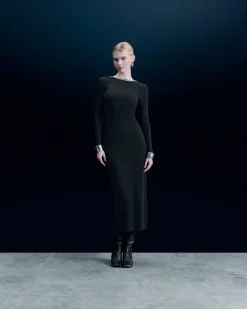 FROM FUTURE Vestito Lungo Maniche lunghe Nero Hot