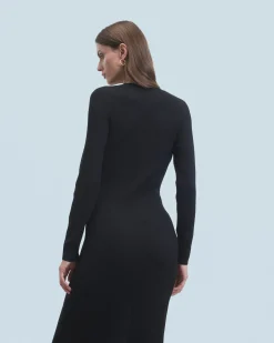 FROM FUTURE Vestito Lungo Maniche lunghe Nero Flash Sale