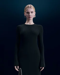 FROM FUTURE Vestito Lungo Maniche lunghe Nero Shop