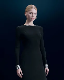 FROM FUTURE Vestito Lungo Maniche lunghe Nero Hot