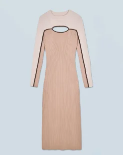 FROM FUTURE Vestito Lungo Maniche lunghe TropicalCamel Cheap