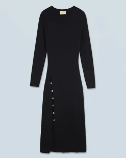 FROM FUTURE Vestito Lungo Maniche lunghe Nero Flash Sale