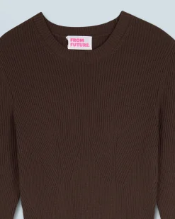 FROM FUTURE Vestito Lungo Maniche lunghe Cioccolato Cheap