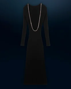 FROM FUTURE Vestito Lungo Maniche lunghe Nero Hot