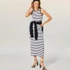 FROM FUTURE Vestito Lungo Spallina Ecru/blumarino Fashion