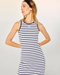 FROM FUTURE Vestito Lungo Spallina Ecru/blumarino Fashion