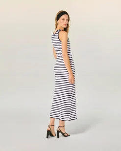 FROM FUTURE Vestito Lungo Spallina Ecru/blumarino Fashion