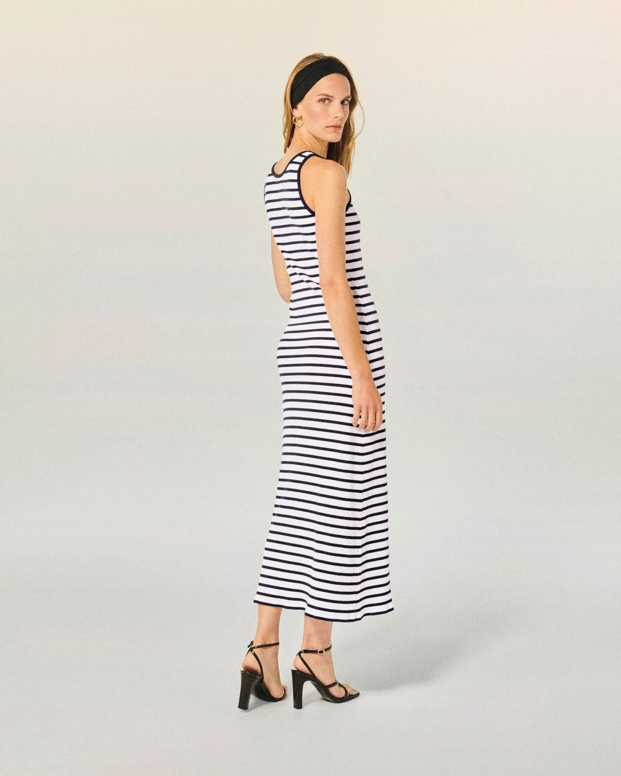 FROM FUTURE Vestito Lungo Spallina Ecru/blumarino Fashion