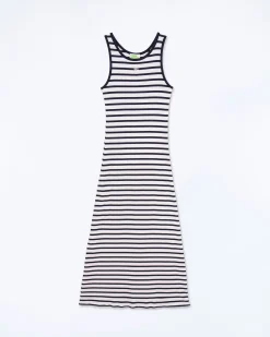 FROM FUTURE Vestito Lungo Spallina Ecru/blumarino Fashion