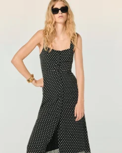 FROM FUTURE Vestito Lungo Spallina Leatitia Pisellonero Sale