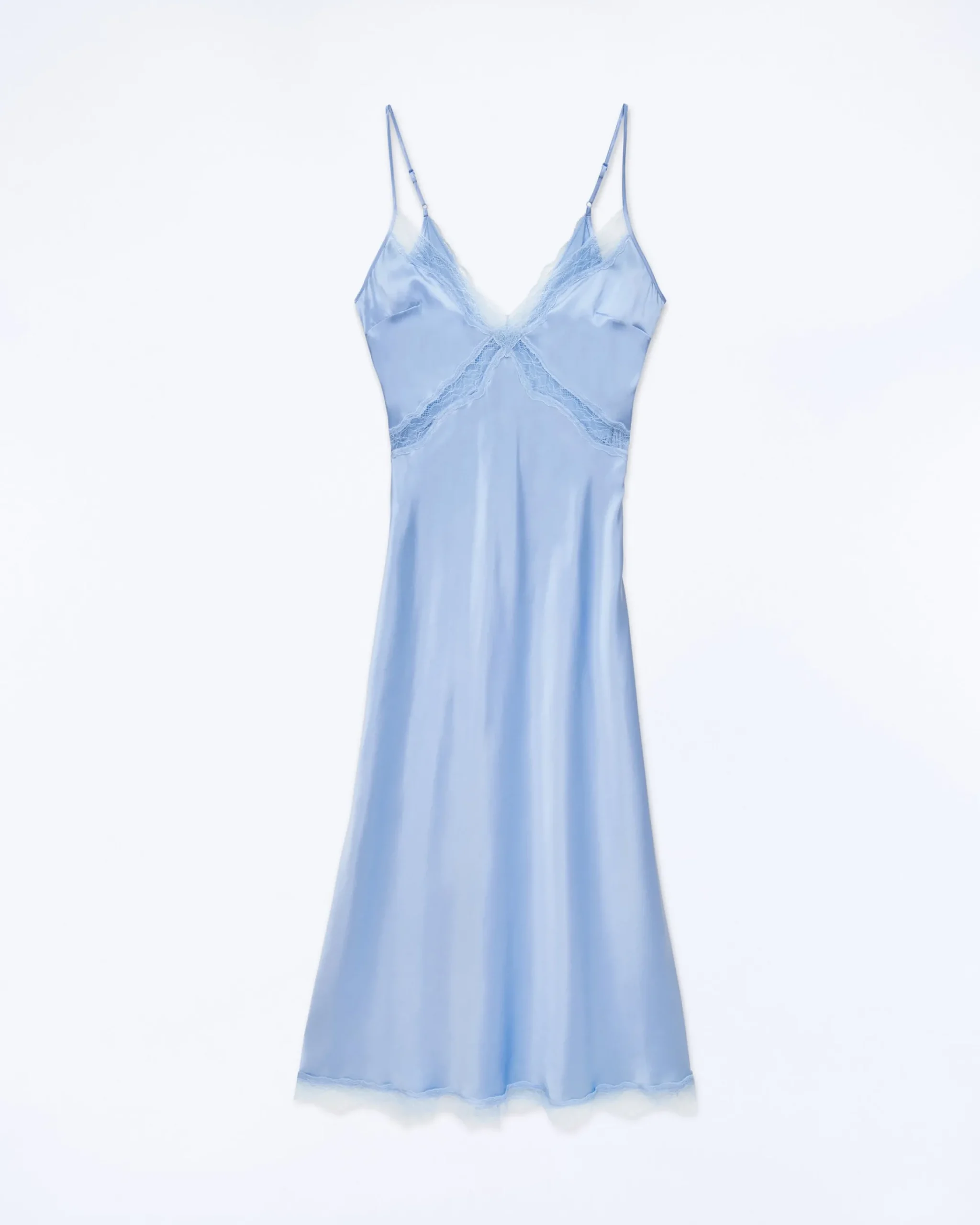 FROM FUTURE Vestito Lungo Spallina Lila BabyBlue Outlet