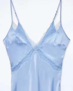 FROM FUTURE Vestito Lungo Spallina Lila BabyBlue Outlet