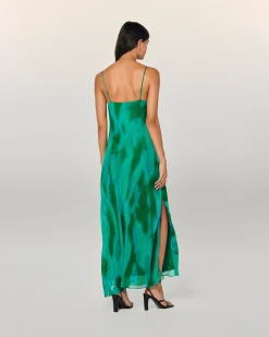 FROM FUTURE Vestito Lungo Spallina Mussolina MarvelousGreen Cheap