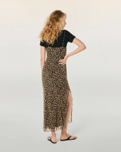 FROM FUTURE Vestito Lungo Spallina Mussolina WinterLeopard New
