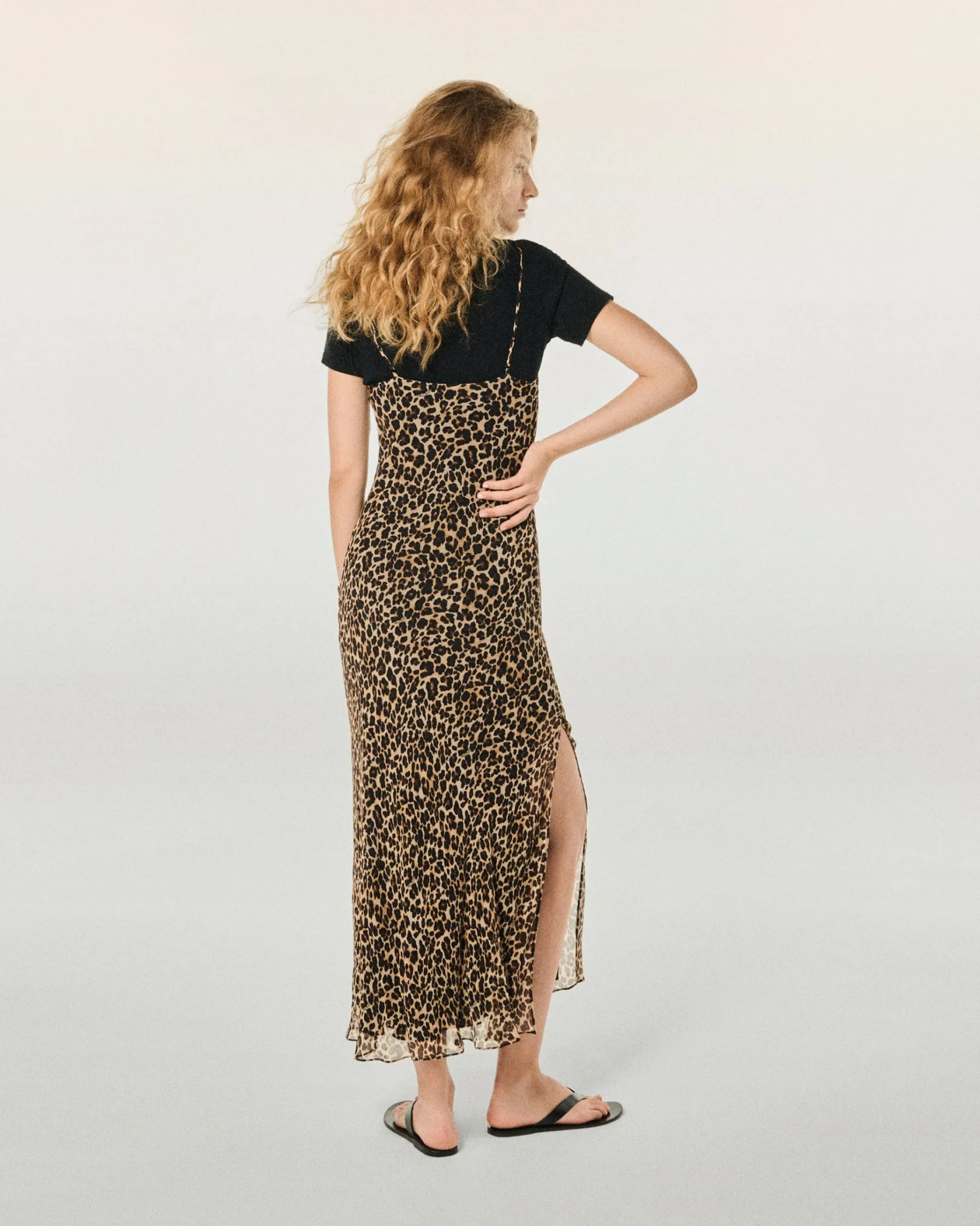 FROM FUTURE Vestito Lungo Spallina Mussolina WinterLeopard New