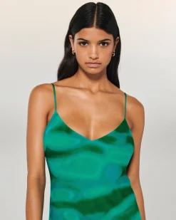 FROM FUTURE Vestito Lungo Spallina Mussolina MarvelousGreen Cheap