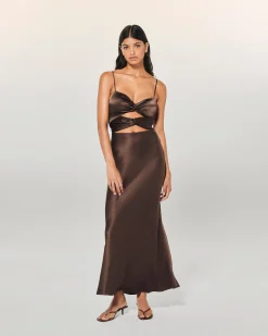 FROM FUTURE Vestito Lungo Spallina Naia Cioccolato Fashion