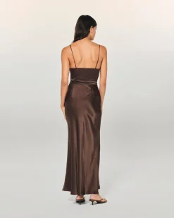 FROM FUTURE Vestito Lungo Spallina Naia Cioccolato Fashion