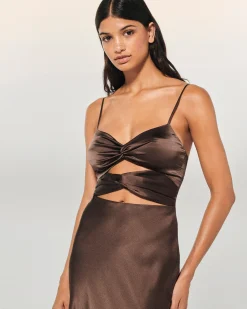 FROM FUTURE Vestito Lungo Spallina Naia Cioccolato Fashion