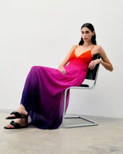 FROM FUTURE Vestito Lungo Spallina Sofia BlurrySunset Cheap