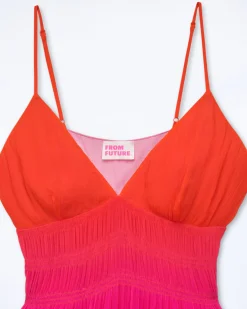 FROM FUTURE Vestito Lungo Spallina Sofia BlurrySunset Cheap