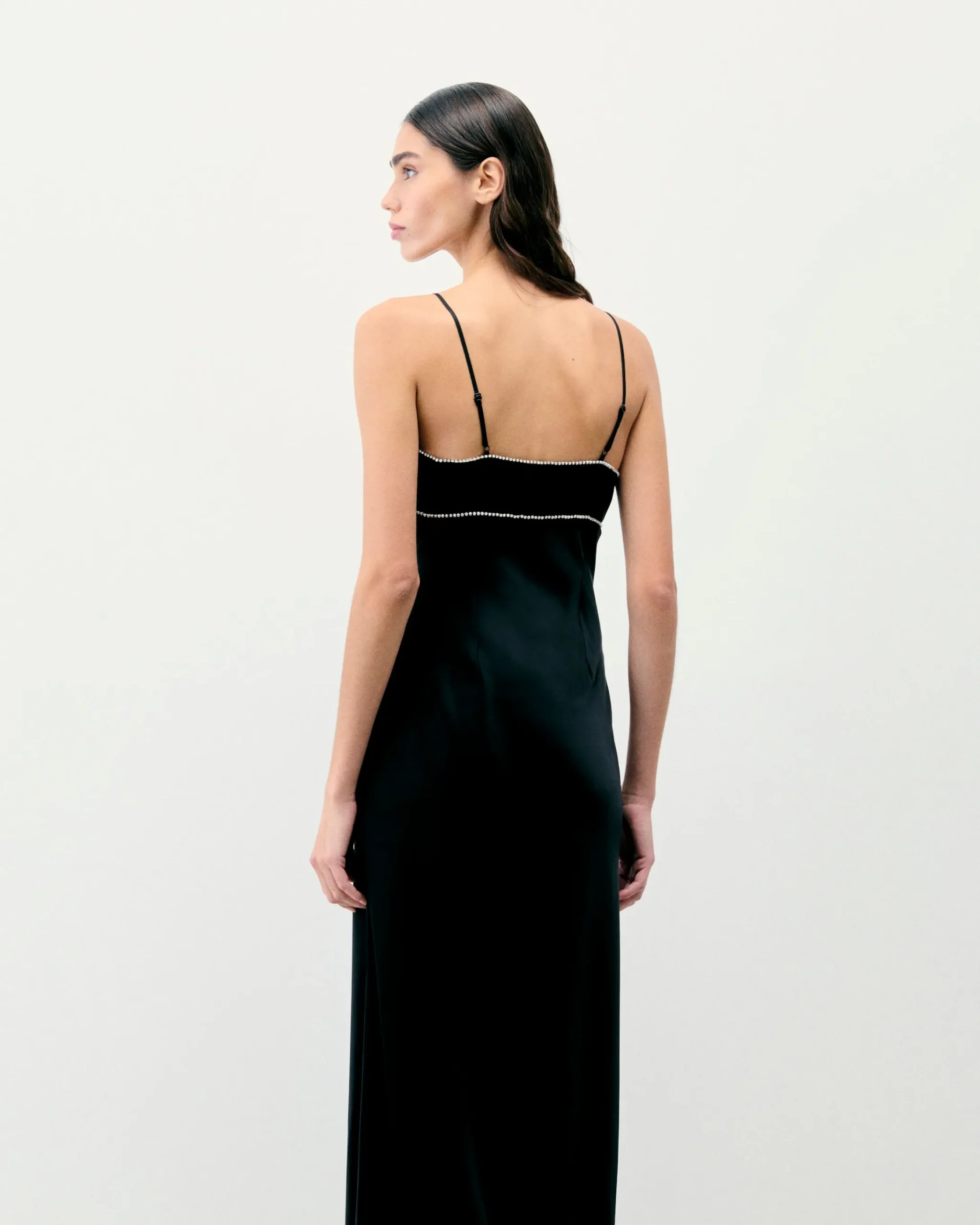 FROM FUTURE Vestito Lungo Spallina Tess Nero Outlet